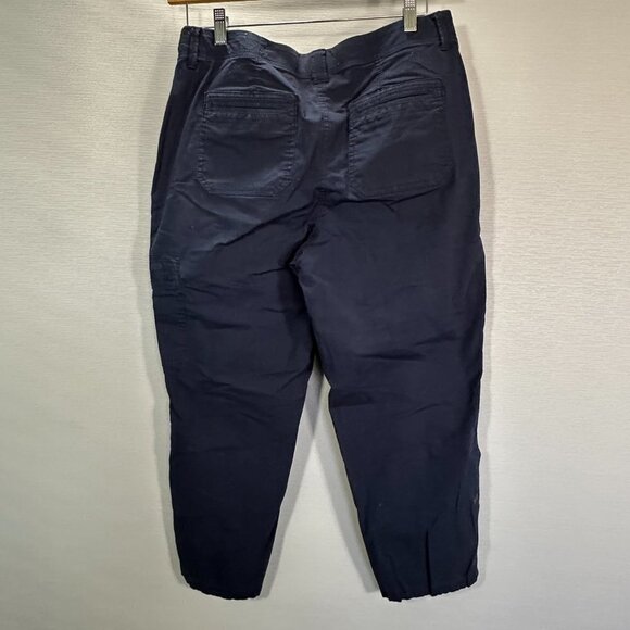 Chicos Pants Womens 10 Blue Cotton Stretch Crop Convertible Cargo Roll Cuff Pock - Picture 7 of 10